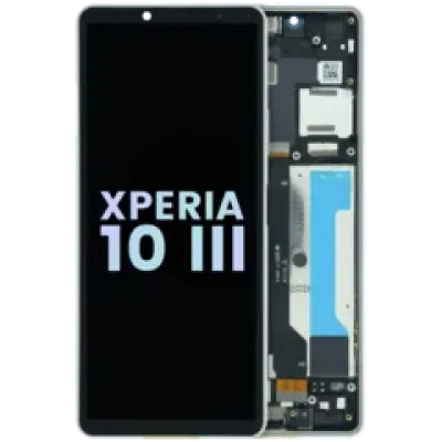 Дисплейний модуль (OLED) з рамкою для Sony Xperia 10 III (Genuine) (білий)