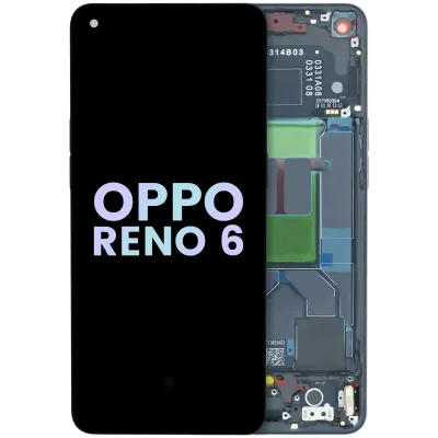 Дисплейний модуль (OLED) з рамкою для Oppo Reno 6 5G (Genuine) (чорний)