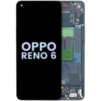 Дисплейний модуль (OLED) з рамкою для Oppo Reno 6 5G (Genuine) (чорний)
