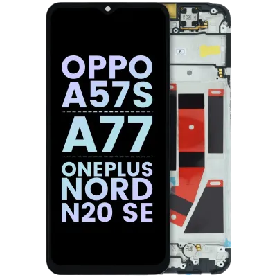 Дисплейний модуль (LCD) з рамкою для Oppo A57s / A77 / OnePlus Nord N20 SE (Genuine) (чорний)