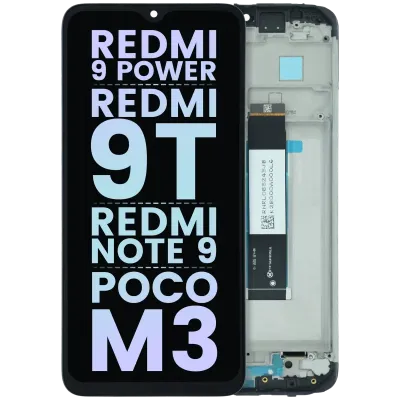 LCD Assembly With Frame For Xiaomi Redmi 9 Power/ Redmi 9T / Redmi Note 9 4G / Poco M3 (Genuine) (Black)