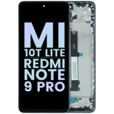 Дисплейний модуль (LCD) з рамкою для Xiaomi Mi 10T Lite / Redmi Note 9 Pro 5G (Genuine) (сірий)