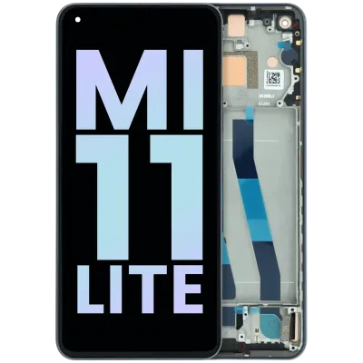 Дисплейний модуль (OLED) з рамкою для Xiaomi Mi 11 Lite (Genuine) (чорний)