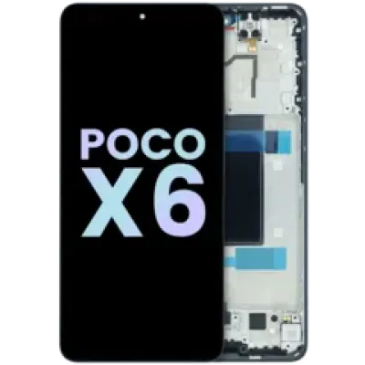 Дисплейний модуль (OLED) з рамкою для Xiaomi Poco X6 5G (Genuine) (чорний)