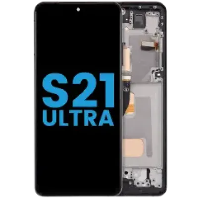 Дисплейний модуль з рамкою (без датчика відбитків) для Samsung Galaxy S21 Ultra (US & International) (Aftermarket: Incell) (Phantom Black)