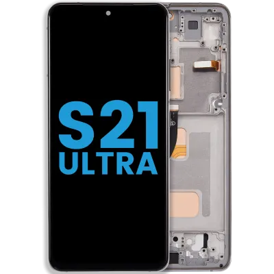 Дисплейний модуль з рамкою (без датчика відбитків) для Samsung Galaxy S21 Ultra (US & International) (Aftermarket: Incell) (Phantom Silver)