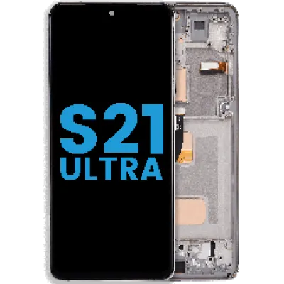 Дисплейний модуль з рамкою (без датчика відбитків) для Samsung Galaxy S21 Ultra (US & International) (Aftermarket: Incell) (Phantom Silver)