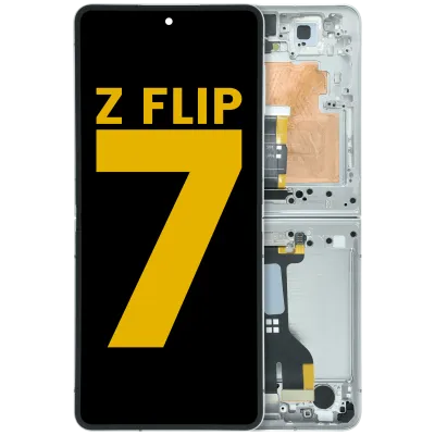 Внутрішній дисплейний модуль (OLED) з рамкою для Samsung Galaxy Z Flip 7 5G (US & International) (Refurbished) (білий)