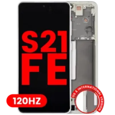 Дисплейний модуль (OLED) з рамкою для Samsung Galaxy S21 FE 5G (US & International Version) (Aftermarket Plus) (120Hz) (оливко-зелений)