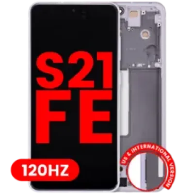 Дисплейний модуль (OLED) з рамкою для Samsung Galaxy S21 FE 5G (US & International Version) (Aftermarket Plus) (120Hz) (лавандовий)
