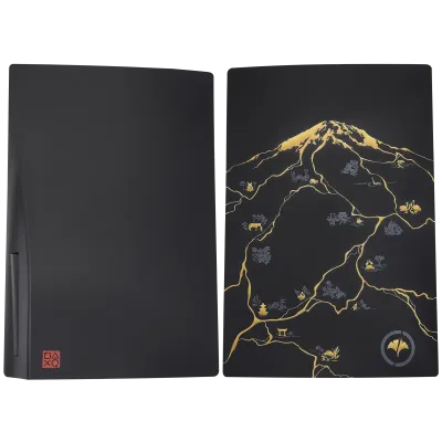 Faceplate Cover (Top & Bottom) For PlayStation 5 (1000 / 1100 / 1200) (Ghost Of Yotei) (Golden Black)