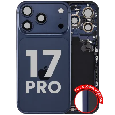 Back Housing W/ Charging Port Flex & Small Parts For iPhone 17 Pro (EU / Global Version) (Used OEM Pull: Grade C) (Deep Blue)