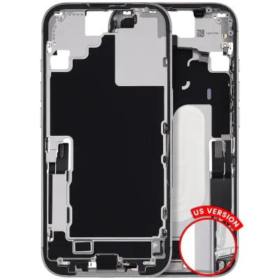 Mid-Frame Housing W/ Charging Port Flex & Small Parts For iPhone 17 (US Version) (Used OEM Pull: Grade B) (White)