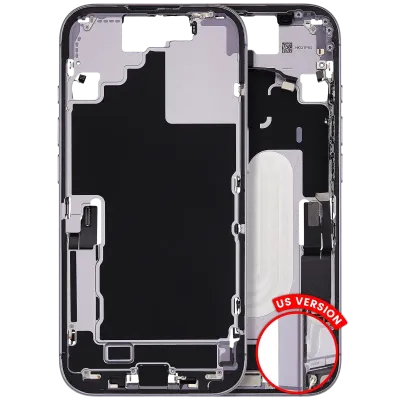 Mid-Frame Housing W/ Charging Port Flex & Small Parts For iPhone 17 (US Version) (Used OEM Pull: Grade C) (Lavender)