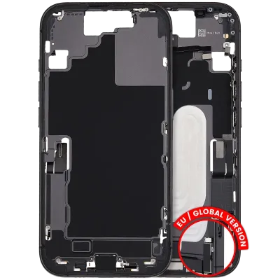 Mid-Frame Housing W/ Charging Port Flex & Small Parts For iPhone 17 (EU / Global Version) (Used OEM Pull: Grade B) (Black)