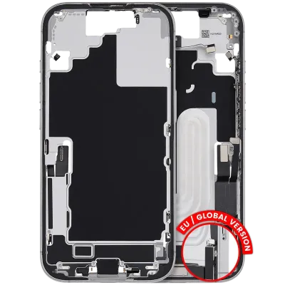 Mid-Frame Housing W/ Charging Port Flex & Small Parts For iPhone 17 (EU / Global Version) (Used OEM Pull: Grade B) (White)
