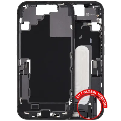 Mid-Frame Housing W/ Charging Port Flex & Small Parts For iPhone 17 (EU / Global Version) (Used OEM Pull: Grade C) (Black)