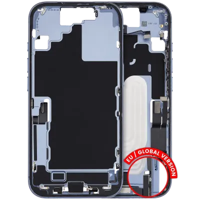 Mid-Frame Housing W/ Charging Port Flex & Small Parts For iPhone 17 (EU / Global Version) (Used OEM Pull: Grade C) (Mist Blue)