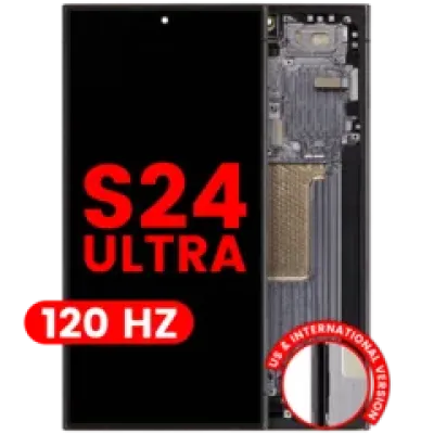 Дисплейний модуль OLED з рамкою для Samsung Galaxy S24 Ultra (US & International Version) (Aftermarket Pro) (120Hz) (Titanium Black)
