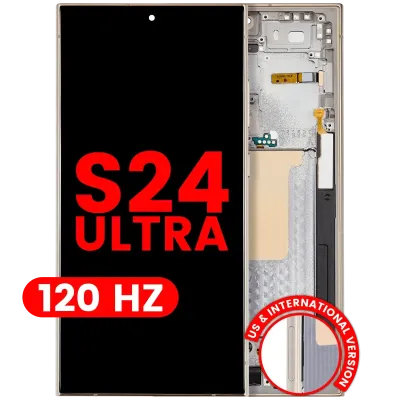 Дисплейний модуль OLED з рамкою для Samsung Galaxy S24 Ultra (US & International Version) (Aftermarket Pro) (120Hz) (Titanium Yellow)