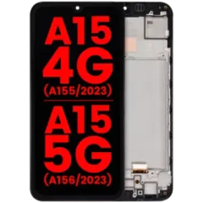 Дисплейний модуль OLED з рамкою для Samsung Galaxy A15 4G (A155 / 2023) / A15 5G (A156 / 2023) (6.36") (Aftermarket Plus) (усі кольори)