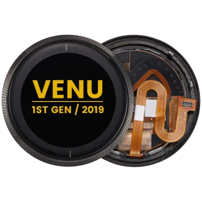 Дисплейний модуль з рамкою для Garmin Venu 1st Gen (2019) (OLED) (Premium) (чорний)