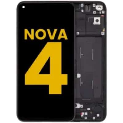 Дисплейний модуль з рамкою для Huawei Nova 4 (2018) (OLED) (Refurbished) (чорний)