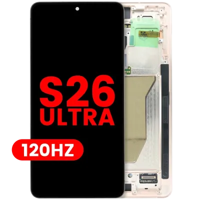 Дисплейний модуль (OLED) з рамкою для Samsung Galaxy S26 Ultra 5G (US & International Version) (Aftermarket Plus) (120Hz) (Silver Shadow)