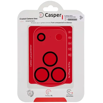 Захист скла камери Casper для iPhone 18 Pro (повне покриття Crystal) (прозоре)