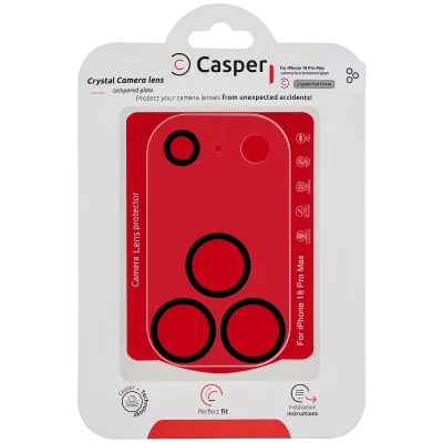 Захист скла камери Casper для iPhone 18 Pro Max (повне покриття Crystal) (прозоре)