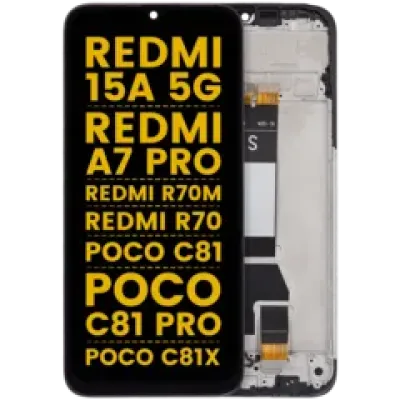 Дисплейний модуль (LCD) для Xiaomi Redmi 15A 5G / Redmi A7 Pro / Poco C81 / Poco C81 Pro / Poco C81X / Redmi R70m / Redmi R70 (With Frame) (Refurbished) (всі кольори)
