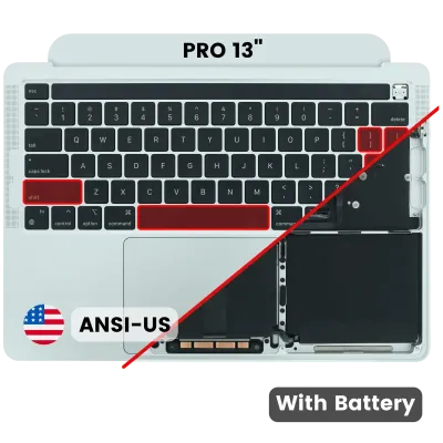 Топкейс з акумулятором і клавіатурою (ANSI US) для MacBook Pro 13" A2338 (2020) (M2) (сріблястий)