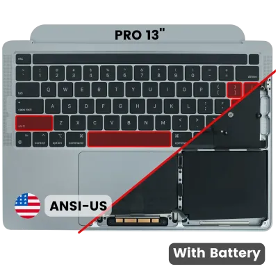 Топкейс з акумулятором і клавіатурою (ANSI US) для MacBook Pro 13" A2338 (2020) (Used OEM Pull: Grade A) (M2) (Space Gray)