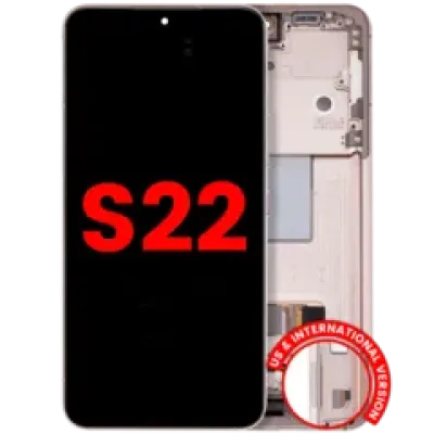 Дисплейний модуль (OLED) з рамкою для Samsung Galaxy S22 5G (US & International) (Aftermarket Plus) (Pink Gold)