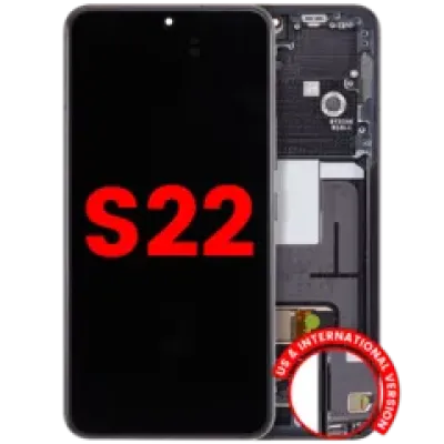 Дисплейний модуль (OLED) з рамкою для Samsung Galaxy S22 5G (US & International) (Aftermarket Plus) (120HZ) (Phantom Black)