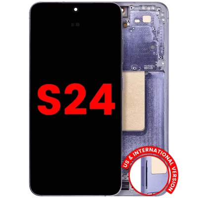 OLED Assembly With Frame For Samsung Galaxy S24 5G (US & International Version) (Aftermarket Plus) (120HZ) (Cobalt Violet)