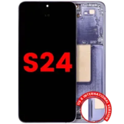 Дисплейний модуль (OLED) з рамкою для Samsung Galaxy S24 5G (US & International Version) (Aftermarket Plus) (120HZ) (Cobalt Violet)