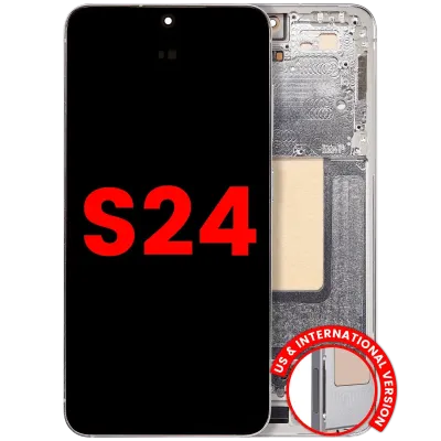 OLED Assembly With Frame For Samsung Galaxy S24 5G (US & International Version) (Aftermarket Plus) (120HZ) (Marble Grey)