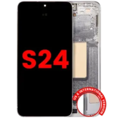 Дисплейний модуль (OLED) з рамкою для Samsung Galaxy S24 5G (US & International Version) (Aftermarket Plus) (120HZ) (Marble Grey)