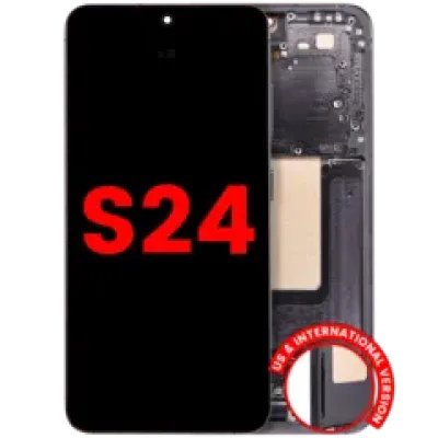 Дисплейний модуль (OLED) з рамкою для Samsung Galaxy S24 5G (US & International Version) (Aftermarket Plus) (120HZ) (Onyx Black)