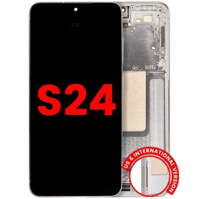 OLED Assembly With Frame For Samsung Galaxy S24 5G (US & International Version) (Aftermarket Plus) (120HZ) (Amber Yellow)