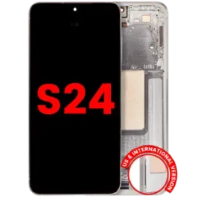 Дисплейний модуль (OLED) з рамкою для Samsung Galaxy S24 5G (US & International Version) (Aftermarket Plus) (120HZ) (Amber Yellow)