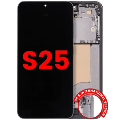 OLED Assembly With Frame For Samsung Galaxy S25 5G (US & International) (Aftermarket Plus) (120HZ) (Silver Shadow)