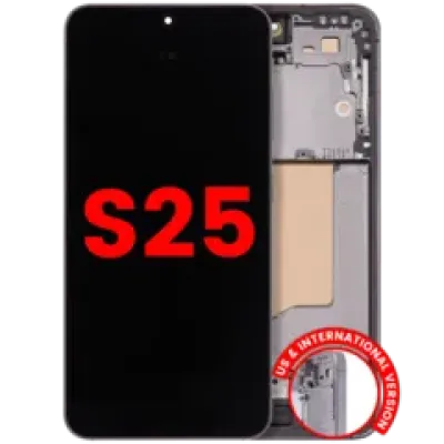 Дисплейний модуль (OLED) з рамкою для Samsung Galaxy S25 5G (US & International) (Aftermarket Plus) (120HZ) (Silver Shadow)