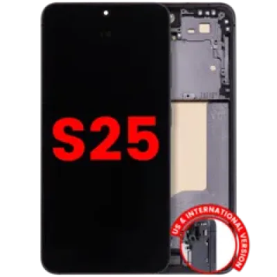Дисплейний модуль (OLED) з рамкою для Samsung Galaxy S25 5G (US & International) (Aftermarket Plus) (120HZ) (Blue Black)