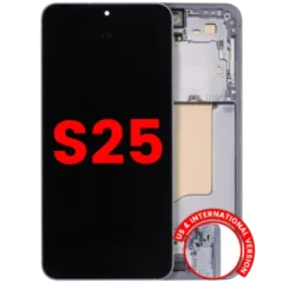 Дисплейний модуль (OLED) з рамкою для Samsung Galaxy S25 5G (US & International) (Aftermarket Plus) (120HZ) (Icy Blue)