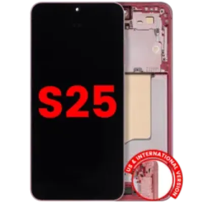 Дисплейний модуль (OLED) з рамкою для Samsung Galaxy S25 5G (US & International) (Aftermarket Plus) (120HZ) (Coral Red)