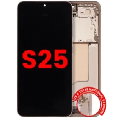 Дисплейний модуль (OLED) з рамкою для Samsung Galaxy S25 5G (US & International) (Aftermarket Plus) (120HZ) (Pink Gold)