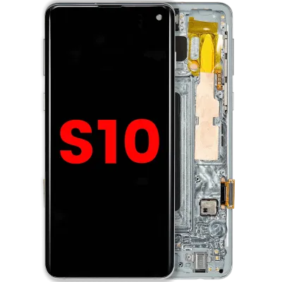 Дисплейний модуль (OLED) з рамкою для Samsung Galaxy S10 (Aftermarket Plus) (Prism Green)