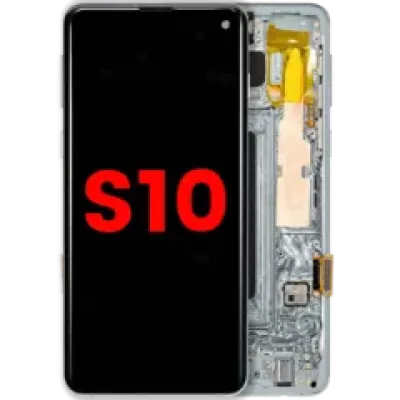 Дисплейний модуль (OLED) з рамкою для Samsung Galaxy S10 (Aftermarket Plus) (Prism Green)